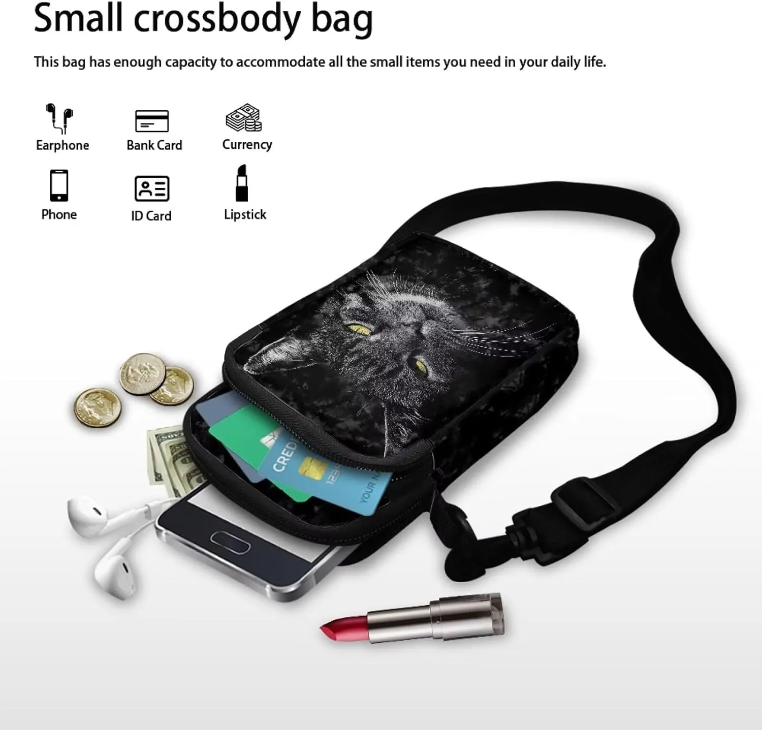 Double Layer Mini Crossbody Bag, Satchel Bags Handbag for Women Men