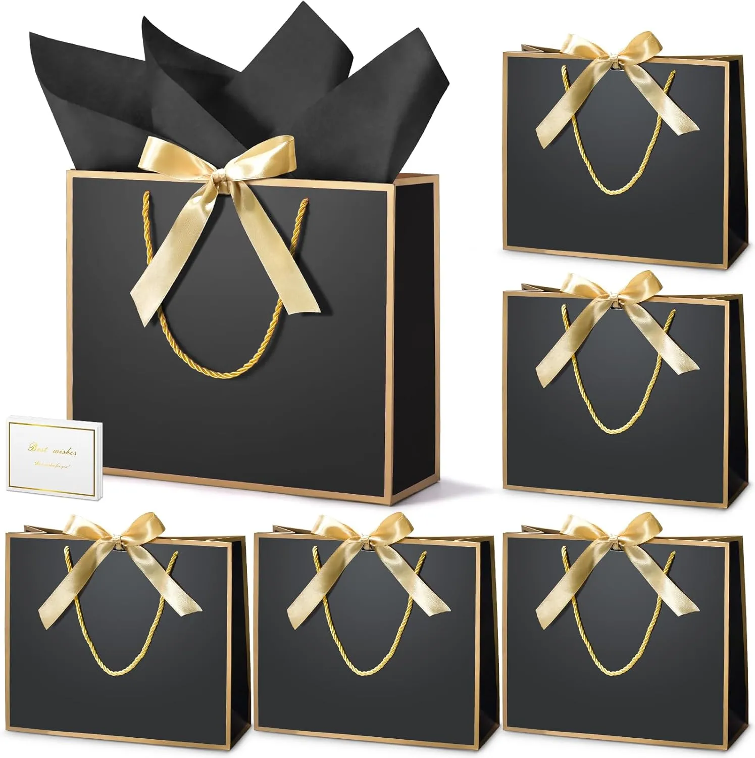 DOYIDE 15 Pcs Thank You Gift Bags with Tissue Paper, 11.8x10x4in Paper Gift Bags with Bow Ribbon, Gift Wrap Bags with Handles for Wedding Birthday Baby Shower Bridesmaid Party