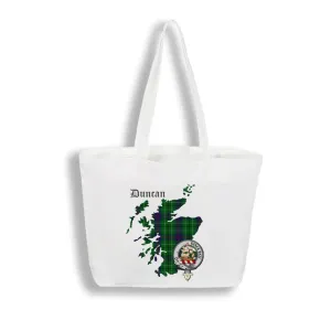 Duncan Scottish Clan Tote Bag with Clan Tartan and Crest