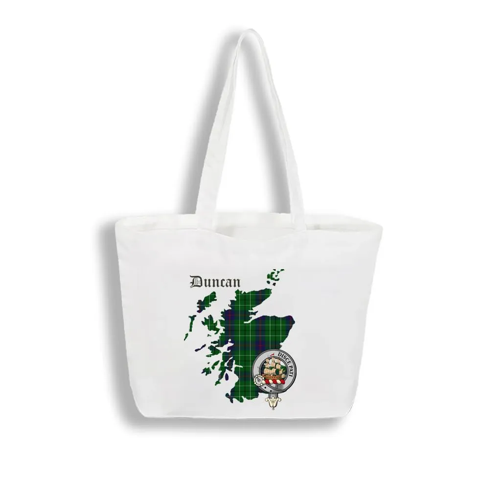 Duncan Scottish Clan Tote Bag with Clan Tartan and Crest