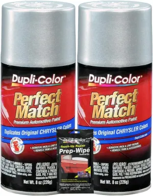 Dupli-Color Bright Silver Metallic Perfect Match Automotive Paint for Chrysler Vehicles - 8 oz, Bundles with Prep Wipe (3 Items)