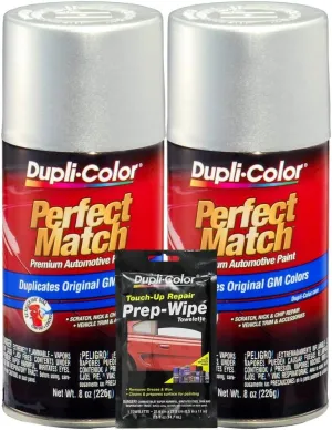 Dupli-Color Galaxy Silver Metallic Exact-Match Automotive Paint for GM Vehicles - 8 oz, Bundles with Prep Wipe (3 Items)