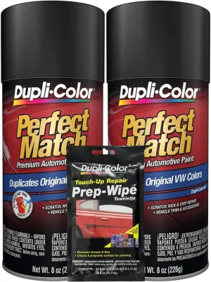Dupli-Color Metallic Black Magic Exact-Match Automotive Paint Compatible with Volkswagen Vehicles - 8 oz, Bundles with Prep Wipe (3 Items)