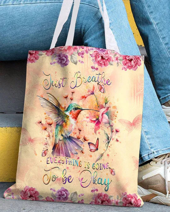 Durable Canvas Tote Bags - JUST BREATHE HUMMINGBIRD - Lightweight &amp, High-Capacity Options by EBDR 01220524