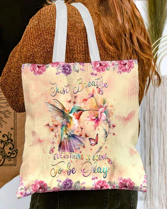 Durable Canvas Tote Bags - JUST BREATHE HUMMINGBIRD - Lightweight &amp, High-Capacity Options by EBDR 01220524