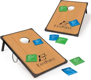 EastPoint Sports Cornhole Game Set Bean Bag Toss MDF - 2' W x 3' L - Built-In Storage, Convenient Carry Handles and 8 Premium Bean Bags