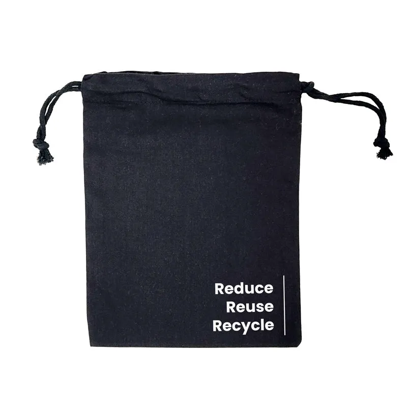 EC-15B Black Calico Drawstring Bag (Medium)