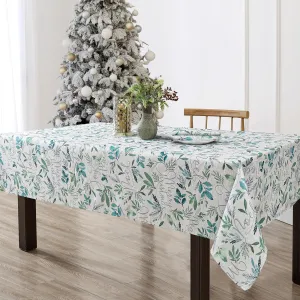 Elrene Home Fashions Seasons Greetings Blue Holiday/Christmas Fabric Rectangle Dining Tablecloth, 52"x70"