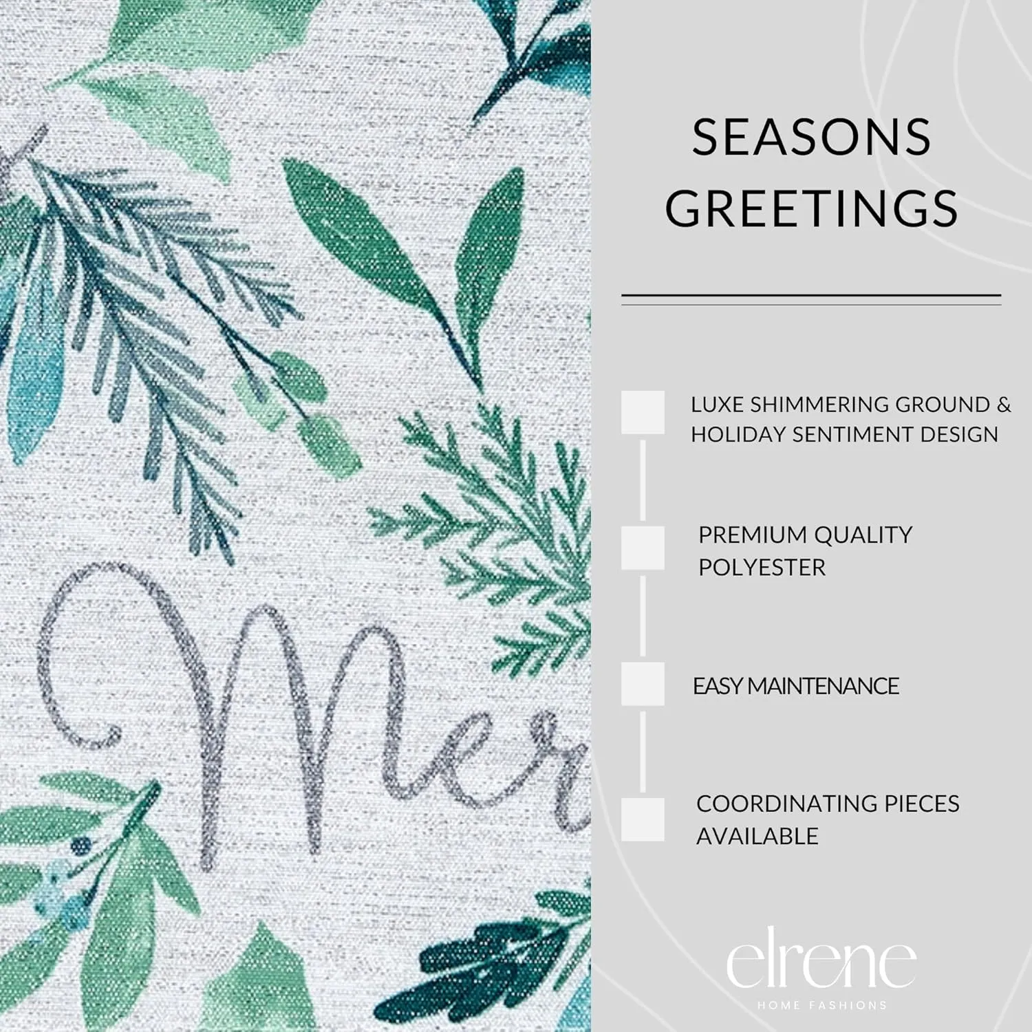 Elrene Home Fashions Seasons Greetings Blue Holiday/Christmas Fabric Rectangle Dining Tablecloth, 52"x70"