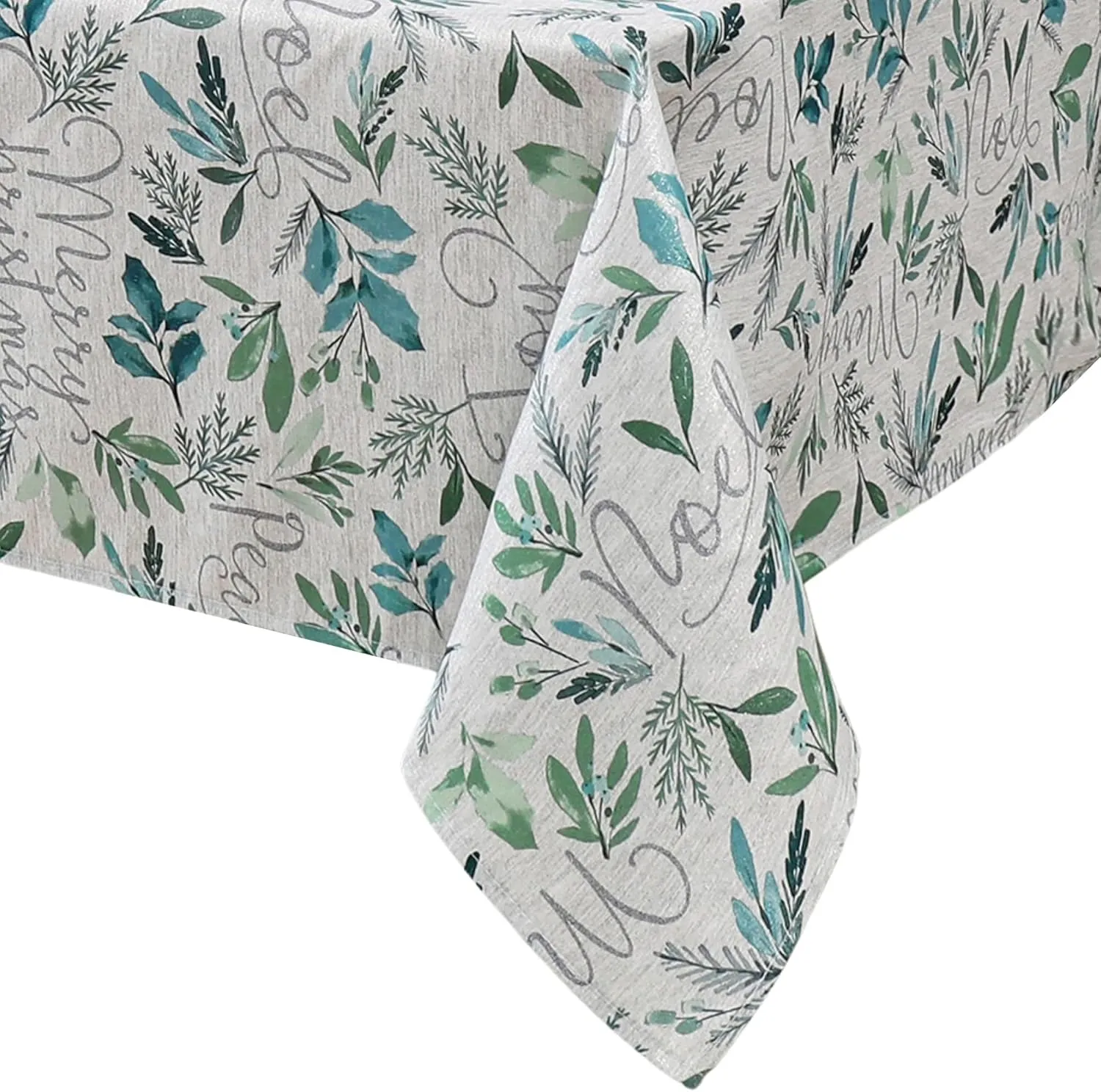 Elrene Home Fashions Seasons Greetings Blue Holiday/Christmas Fabric Rectangle Dining Tablecloth, 52"x70"