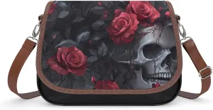 Ember Rose Death Skull Head Fashion Crossbody Bags Purses for Women Funny Printing Shoulder Handbags Bag