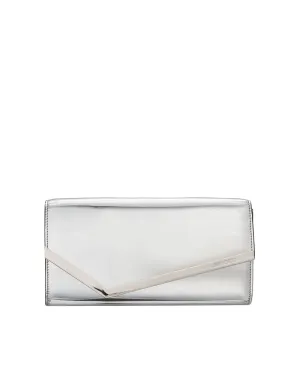 Emmie Flap Patent Clutch in Silver
