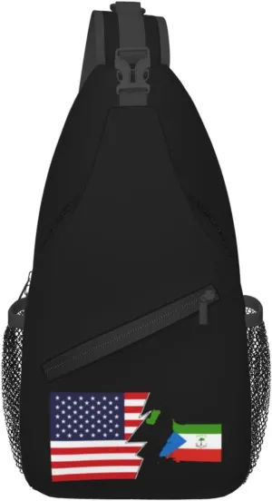 Equatorial Guinea Terrain Map And America Crossbody Bags For Women Men Chest Backpack Gym Shoulder Bag Travel Outdoor Sports Casual Crossbody Bags