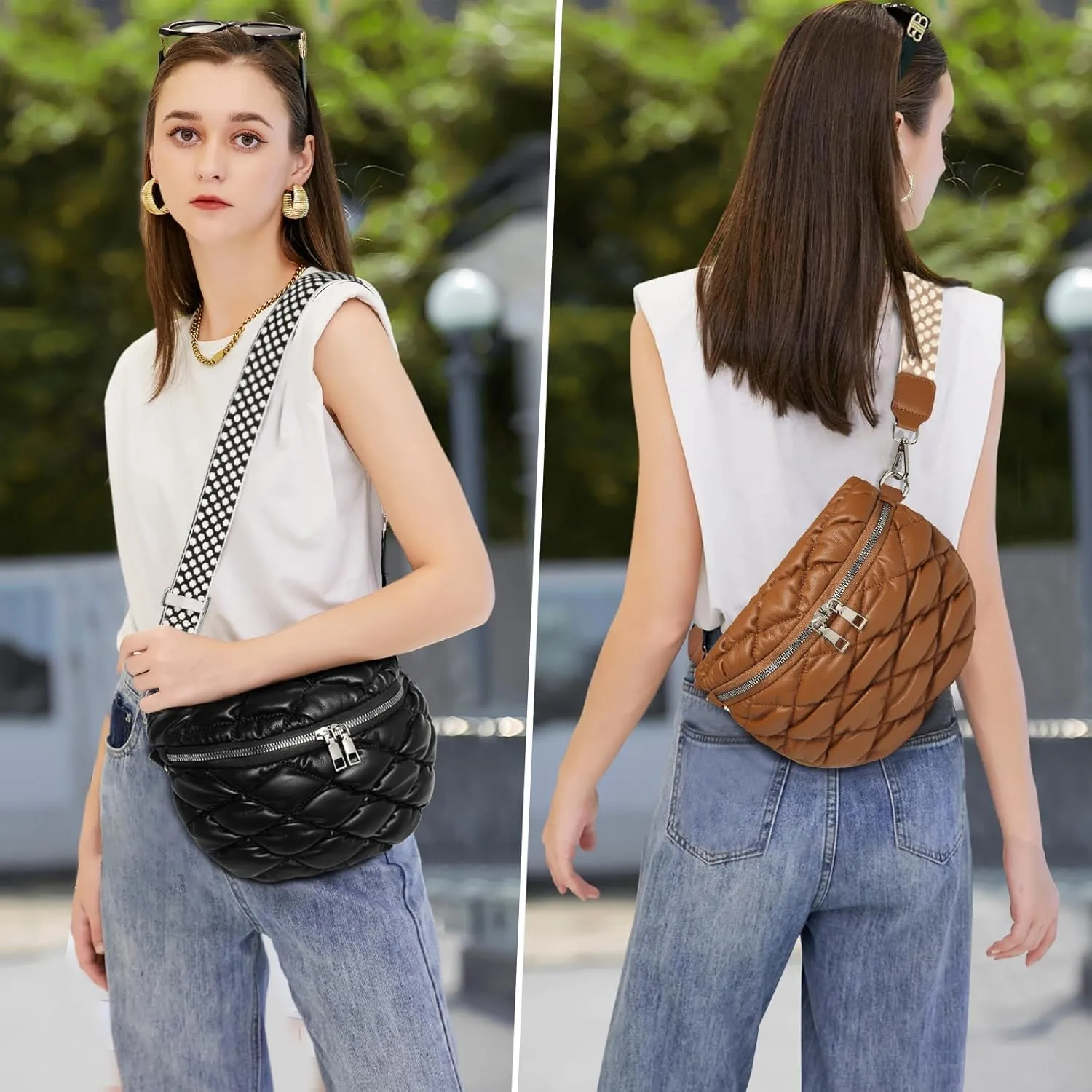 Eslcorri Crossbody Bags for Women - Fashion Sling Purse Shoulder Bag Fanny Pack Leather Causal Chest Bum Bag Cross Body Purse