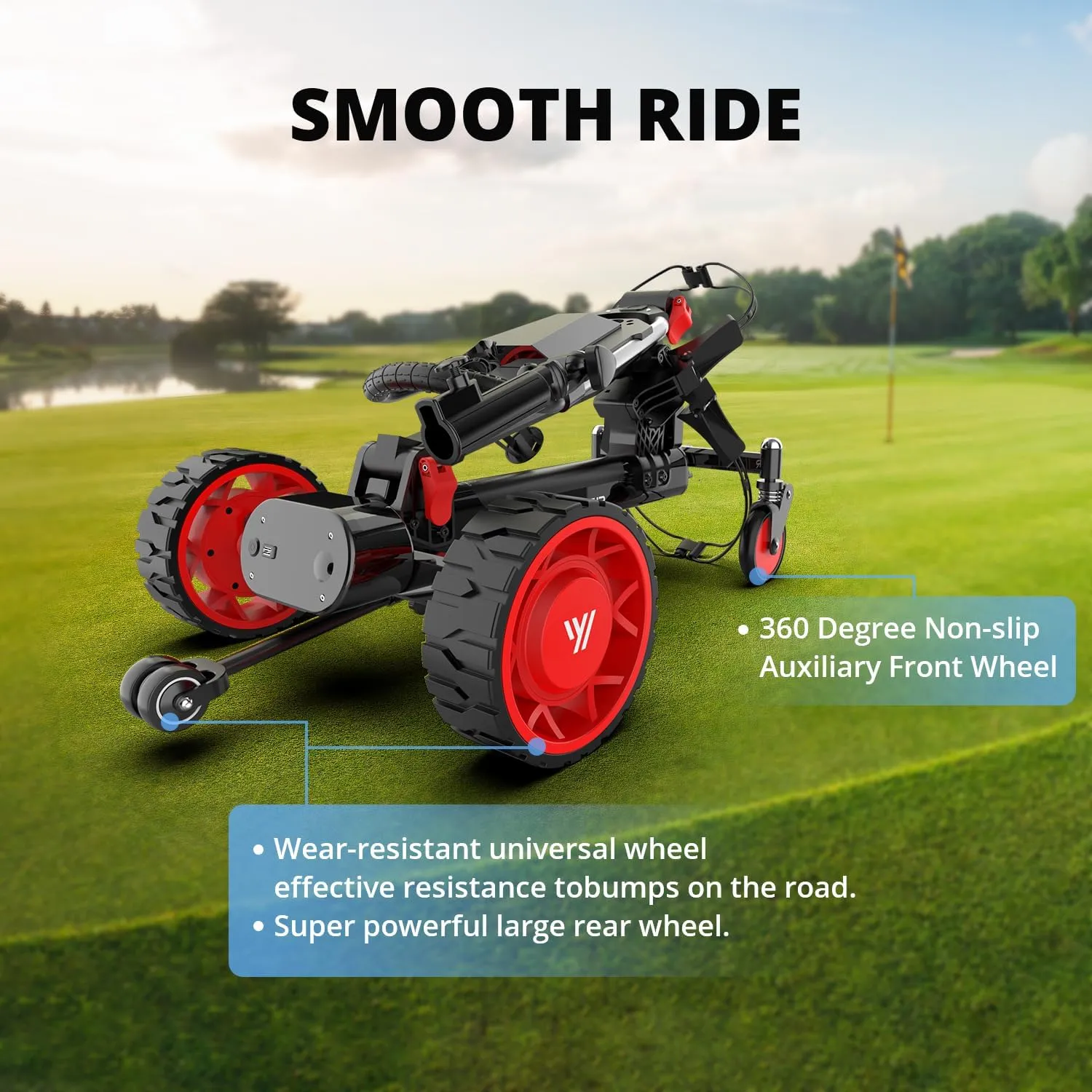 EST3 All Terrain Electric Golf Cart, Automatic Sensing Driving Golf Cart, 35-40 KM Ultra Long Driving Distance 5 Tires Dual Motor Golf Push Cart