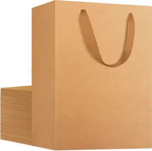 EUSOAR Kraft Gift Wrap Bags, 20 packs 7.8x3.9x11 Shopping Paper Bags with Handles, Brown Kraft Shopping Merchandise Paper Gift Bags with Soft Cloth Handles for Party Wedding Baby Shower