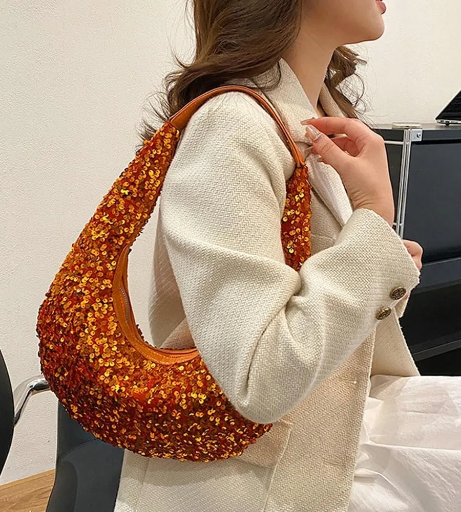 Evening Bags for Women Shiny Tote Hobo Purse Sparkly Satchel Metallic Handbag Clutch Shoulder Bag