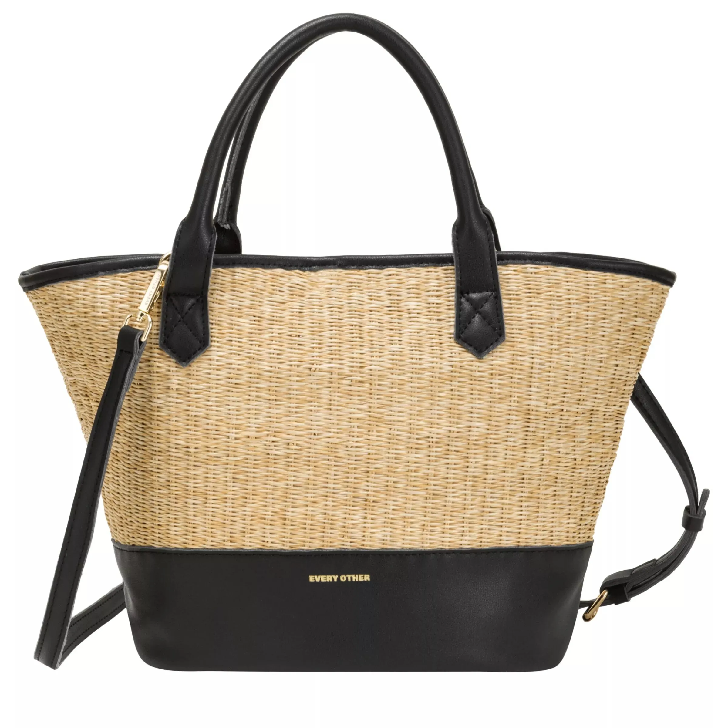 Every Other Large Soleil Rattan Tote Bag | Black