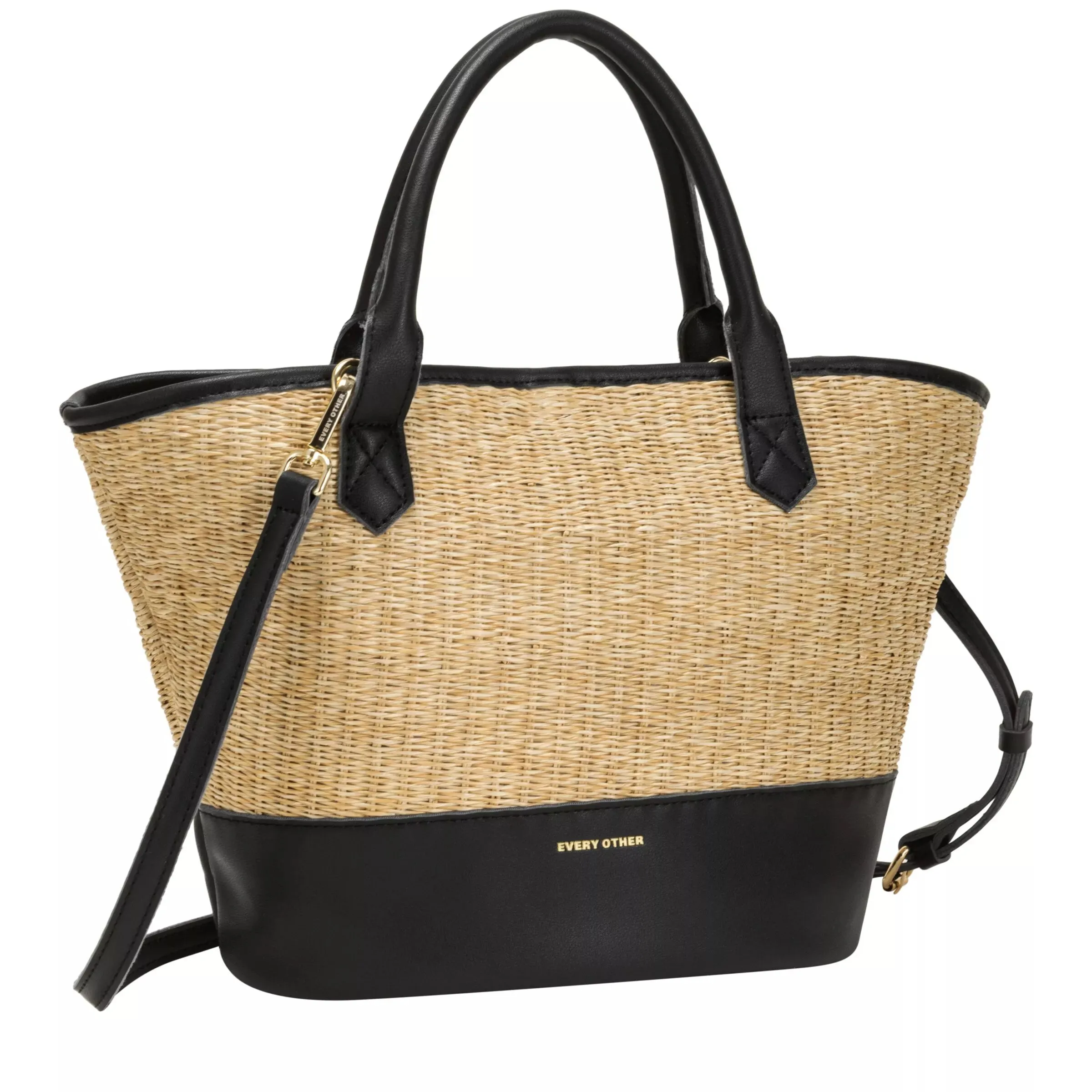 Every Other Large Soleil Rattan Tote Bag | Black