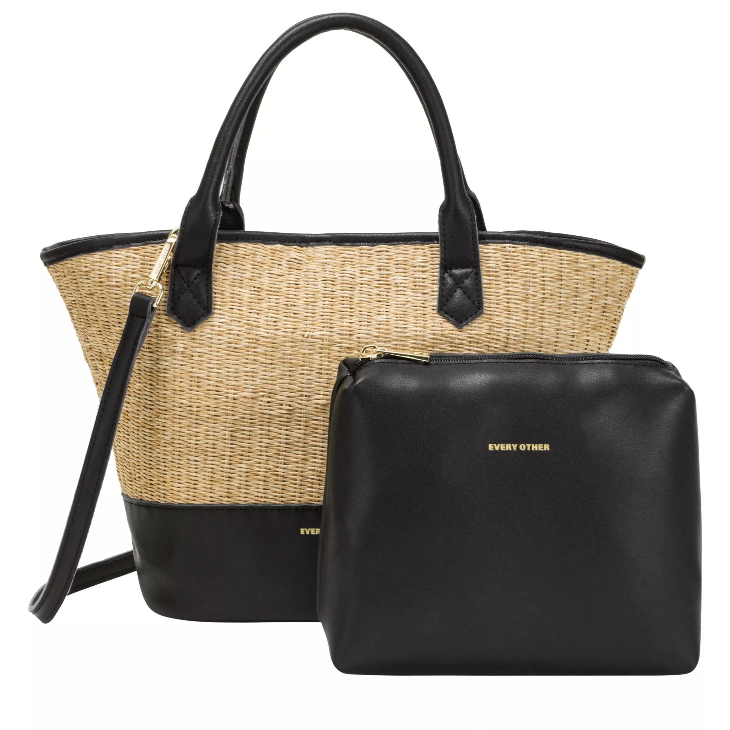 Every Other Large Soleil Rattan Tote Bag | Black
