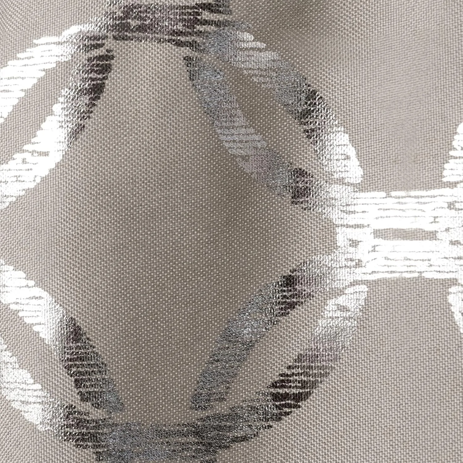EXCLUSIVE HOME Modo Metallic Geometric Grommet Top Curtain Panel Pair, 54"x84", Natural