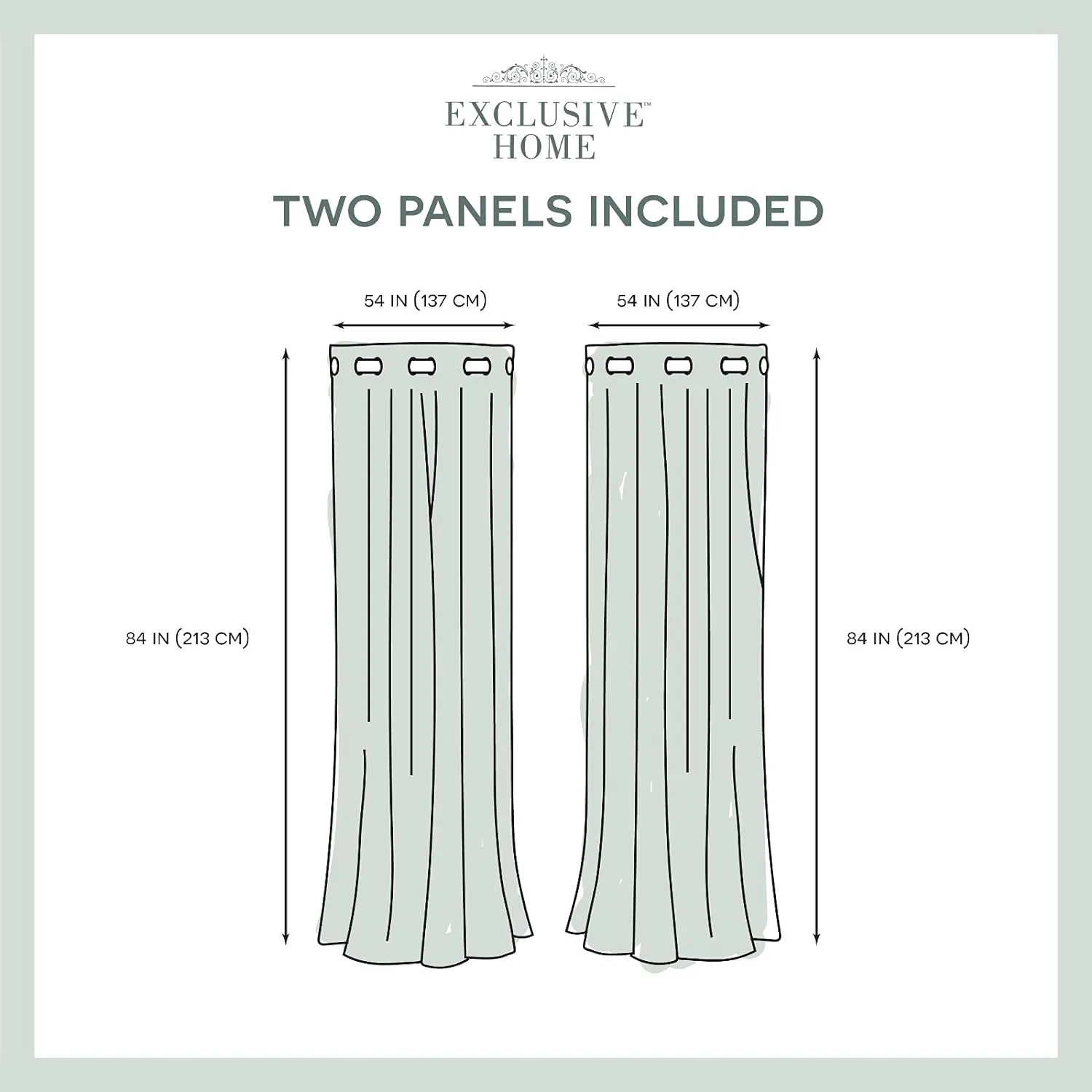 EXCLUSIVE HOME Modo Metallic Geometric Grommet Top Curtain Panel Pair, 54"x84", Natural