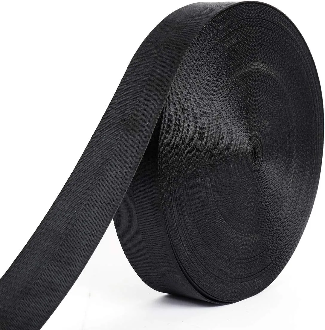 FANDOL Nylon Webbing - Heavy Duty Strapping for Crafting Pet Collars, Shoulder Straps, Slings, Pull Handles - Repairing Furniture, Gardening, Outdoor Gear & More (1 inch x 50 Yards, Black)