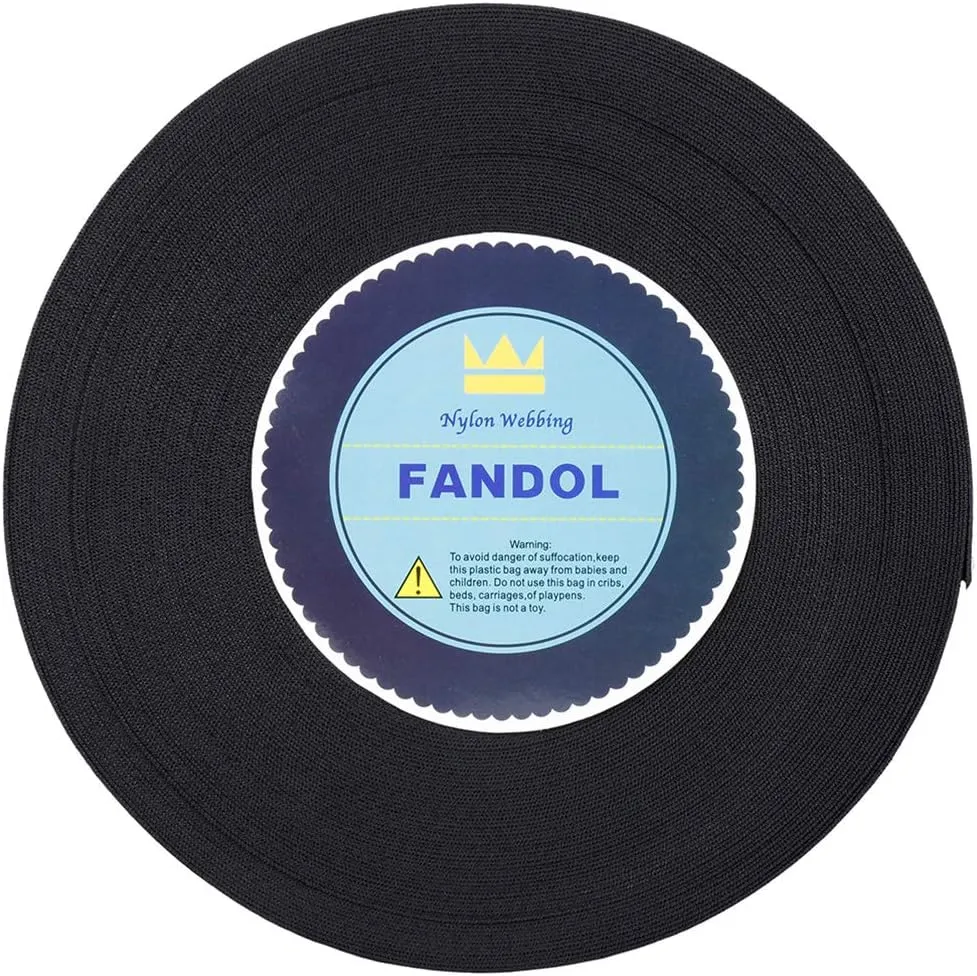 FANDOL Nylon Webbing - Heavy Duty Strapping for Crafting Pet Collars, Shoulder Straps, Slings, Pull Handles - Repairing Furniture, Gardening, Outdoor Gear & More (1 inch x 50 Yards, Black)