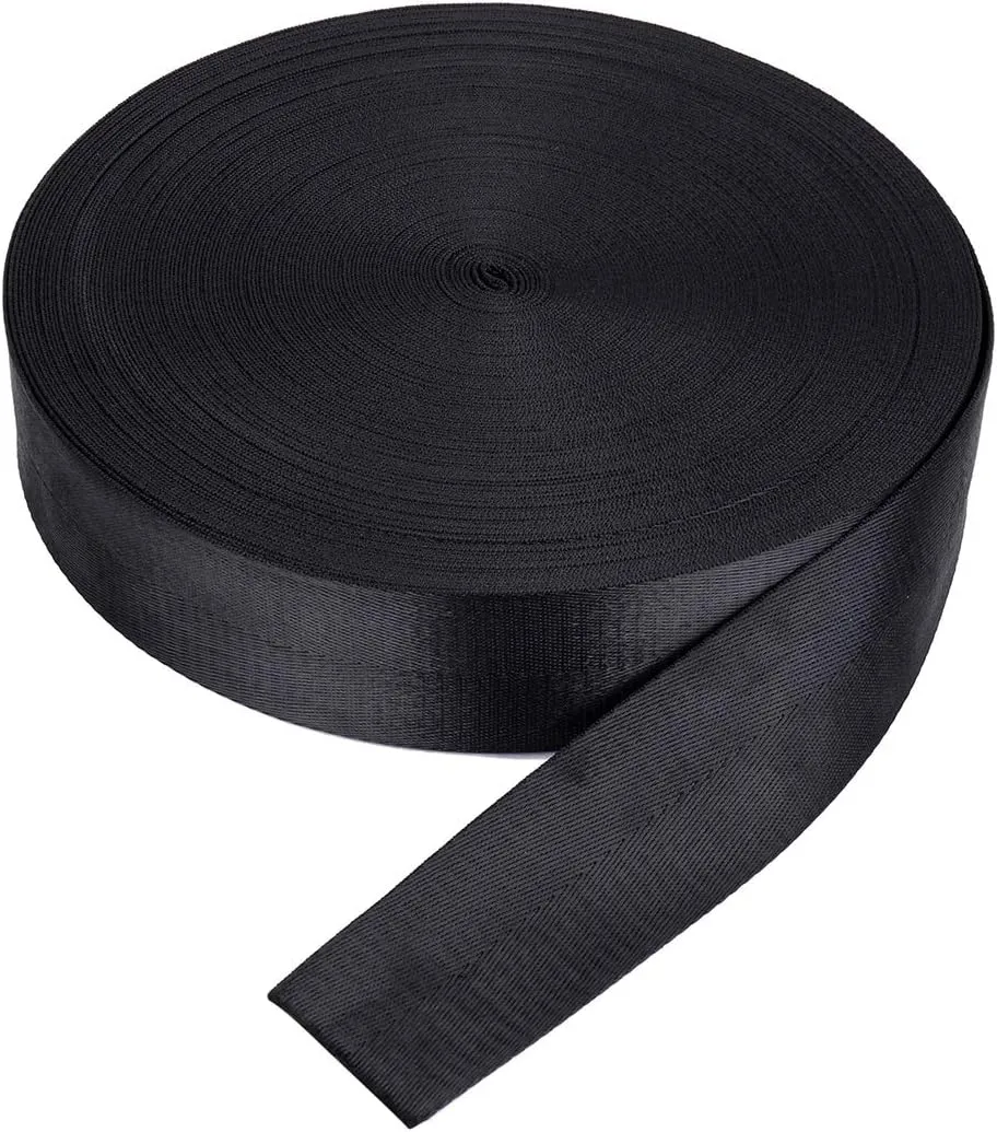 FANDOL Nylon Webbing - Heavy Duty Strapping for Crafting Pet Collars, Shoulder Straps, Slings, Pull Handles - Repairing Furniture, Gardening, Outdoor Gear & More (1 inch x 50 Yards, Black)
