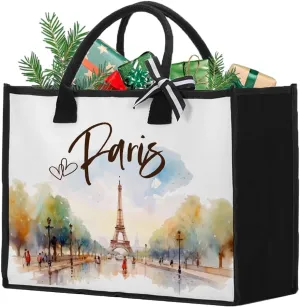 Fashion Paris Tote Bag for Women Paris Travel Gifts Paris Lover Gifts for Women Christmas Woman's Mother's Day Birthday Gifts for Travel Lover Cute Aesthetic Tote Bags
