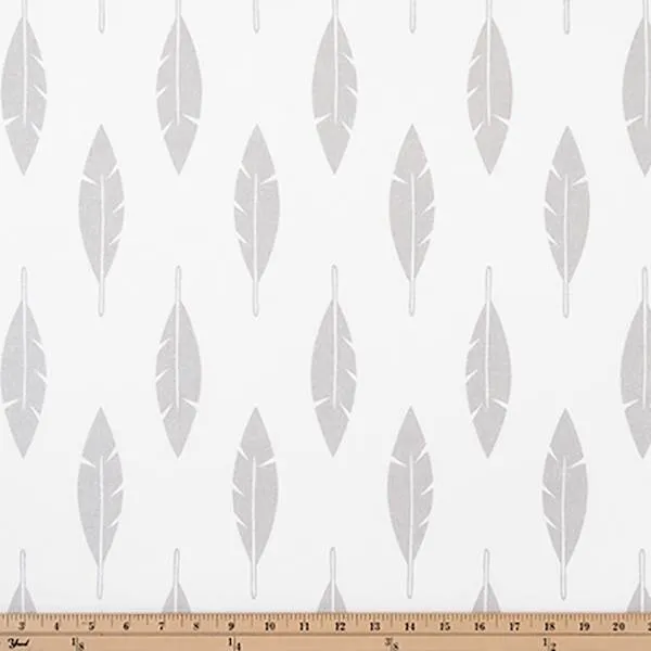 Feather Silhouette Luna Silver Drapery Fabric by Premier Prints - 30 Yard Bolt
