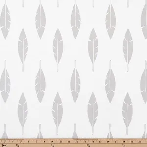 Feather Silhouette Luna Silver Drapery Fabric by Premier Prints - 30 Yard Bolt