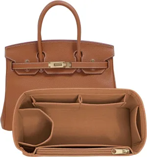 Felt Purse Organizer insert for birkin 30 bag organizer Handbag Insert (EarthColor, BK30)