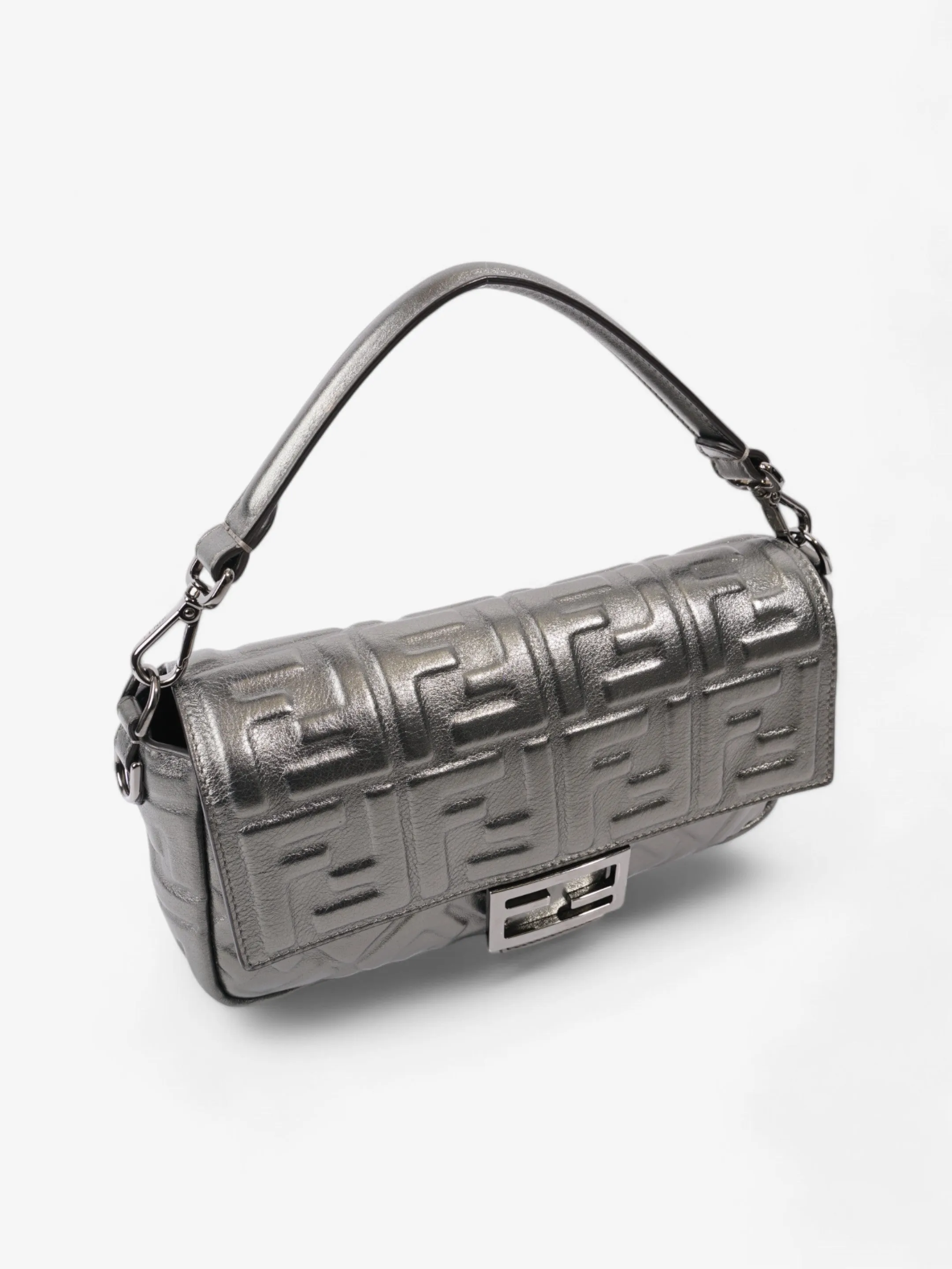 Fendi Baguette Metallic Lambskin Leather Medium