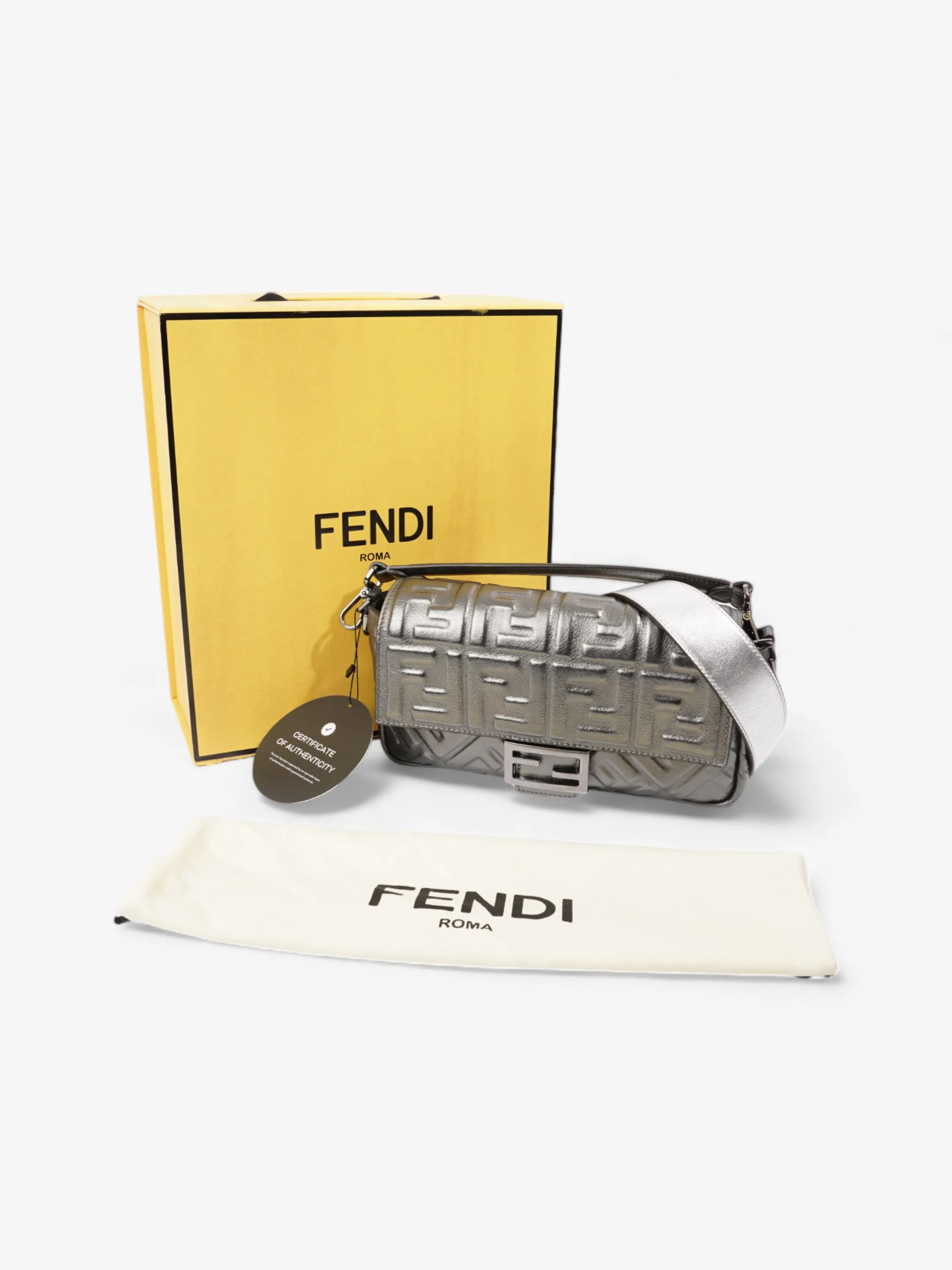 Fendi Baguette Metallic Lambskin Leather Medium