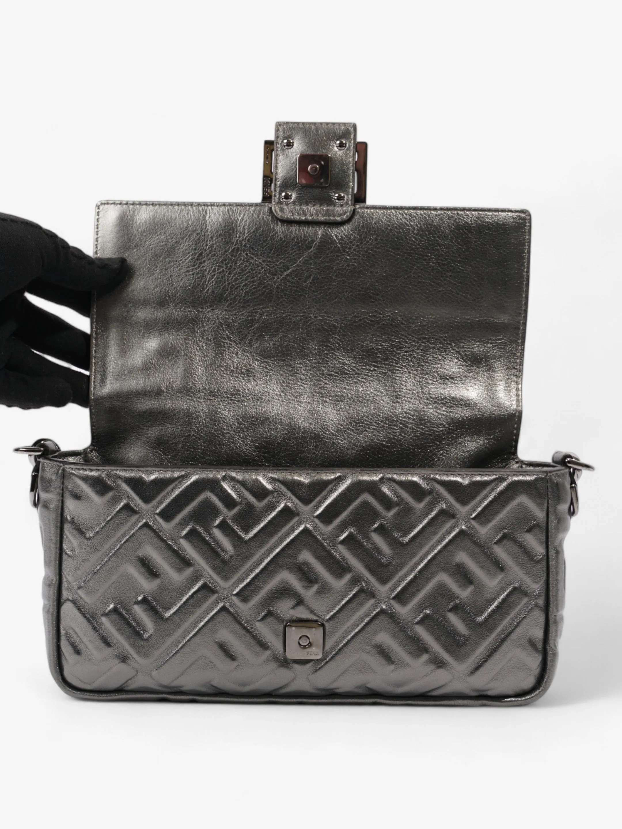 Fendi Baguette Metallic Lambskin Leather Medium