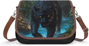 Fierce Panther Crossbody Bags for Women Shoulder Bag Flap Handbags Leather Cross Body Purse