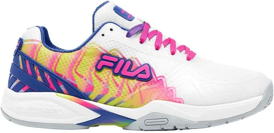 Fila Volley Zone Tie Dye Womens Pickleball Shoe Pink Glo/White/Metallic Silver