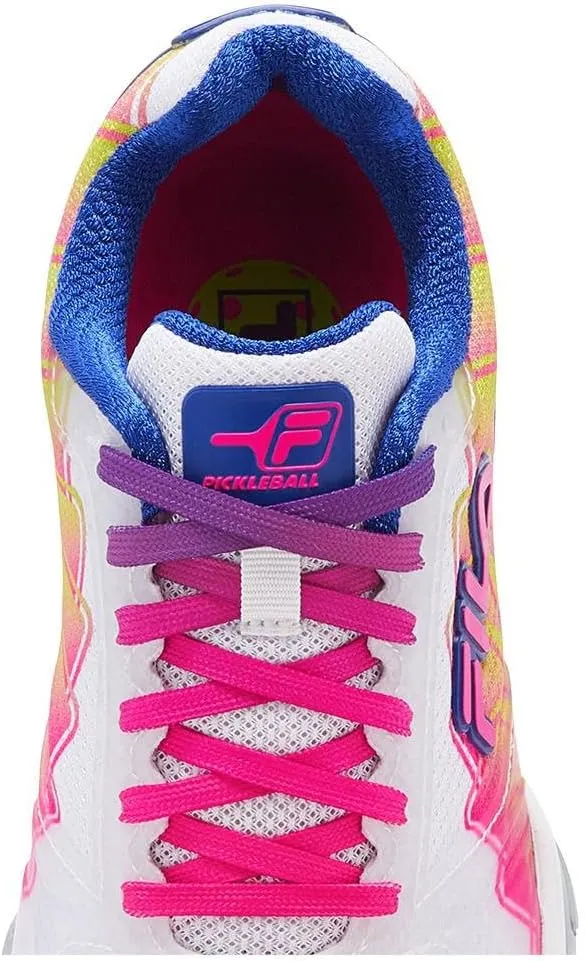 Fila Volley Zone Tie Dye Womens Pickleball Shoe Pink Glo/White/Metallic Silver