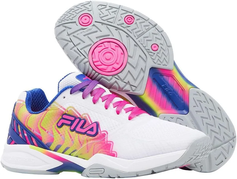 Fila Volley Zone Tie Dye Womens Pickleball Shoe Pink Glo/White/Metallic Silver