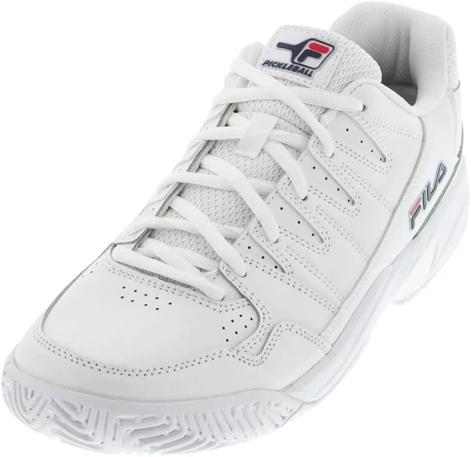 FILA Womens Double Bounce White/Pink Glo/Metallic Silver Pickleball Shoes (5PM00001-156)
