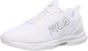 Fila Women's Volley Burst Shoes, White/White/Metallic Silver - 8