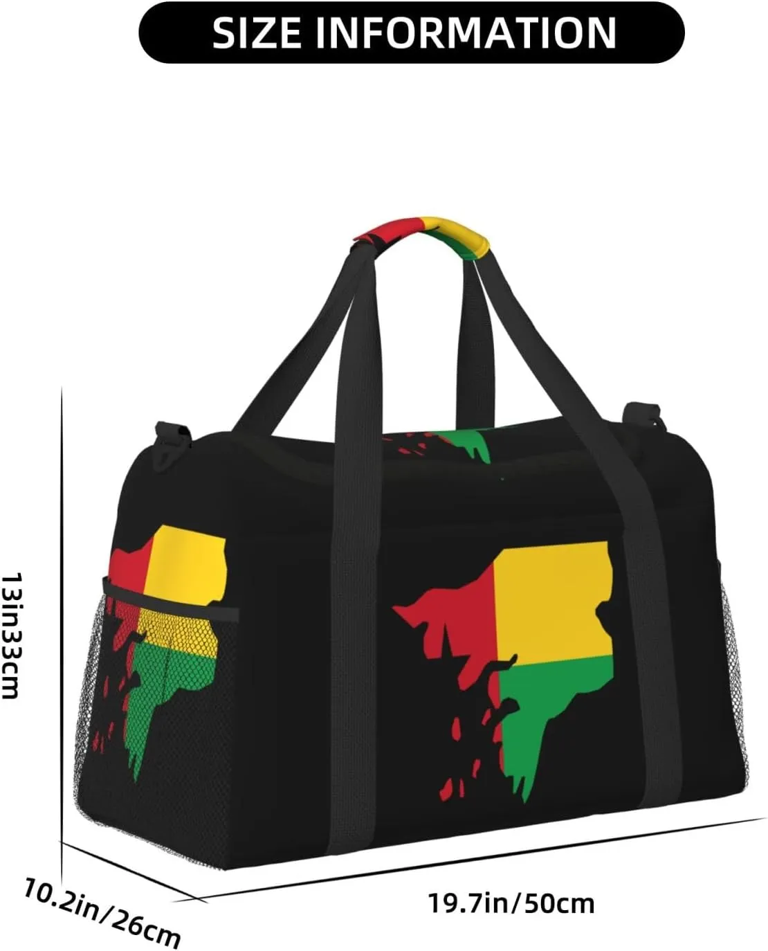 Flag Map Of Guinea Bissau Travel Duffel Bag Large Foldable Waterproof Overnight Bag For Beach Swim Bags Pool Sports Gym