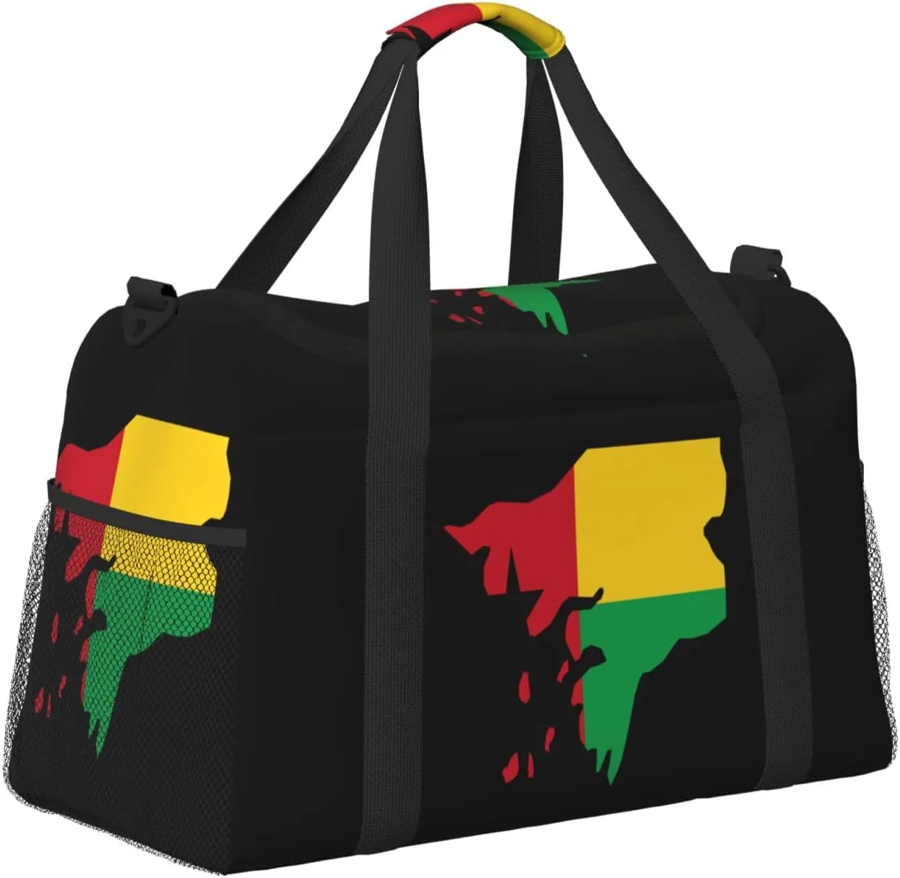Flag Map Of Guinea Bissau Travel Duffel Bag Large Foldable Waterproof Overnight Bag For Beach Swim Bags Pool Sports Gym