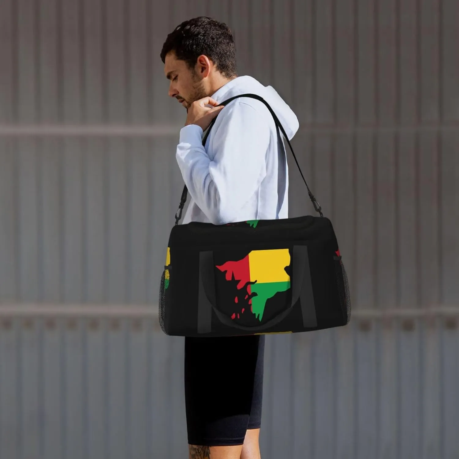 Flag Map Of Guinea Bissau Travel Duffel Bag Large Foldable Waterproof Overnight Bag For Beach Swim Bags Pool Sports Gym