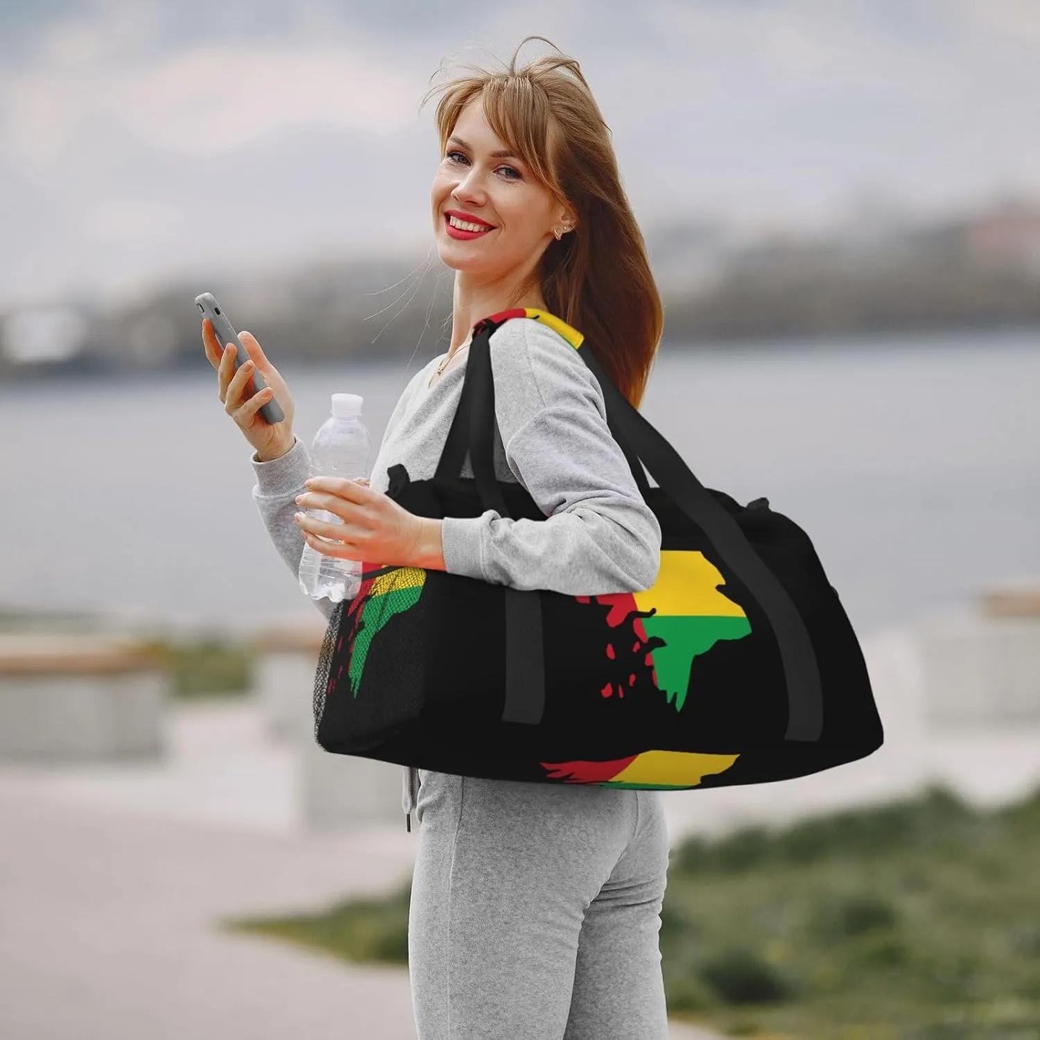 Flag Map Of Guinea Bissau Travel Duffel Bag Large Foldable Waterproof Overnight Bag For Beach Swim Bags Pool Sports Gym