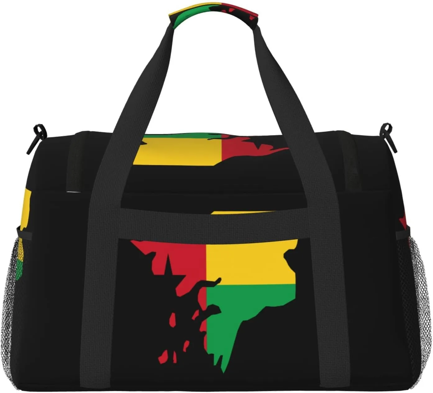 Flag Map Of Guinea Bissau Travel Duffel Bag Large Foldable Waterproof Overnight Bag For Beach Swim Bags Pool Sports Gym