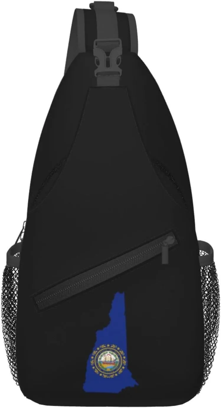 Flag Map of New Hampshire Crossbody Bags For Women Men Chest Backpack Gym Shoulder Bag Travel Outdoor Sports Casual Crossbody Bags