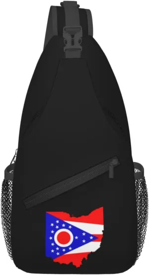 Flag Map of Ohio Crossbody Bags For Women Men Chest Backpack Gym Shoulder Bag Travel Outdoor Sports Casual Crossbody Bags