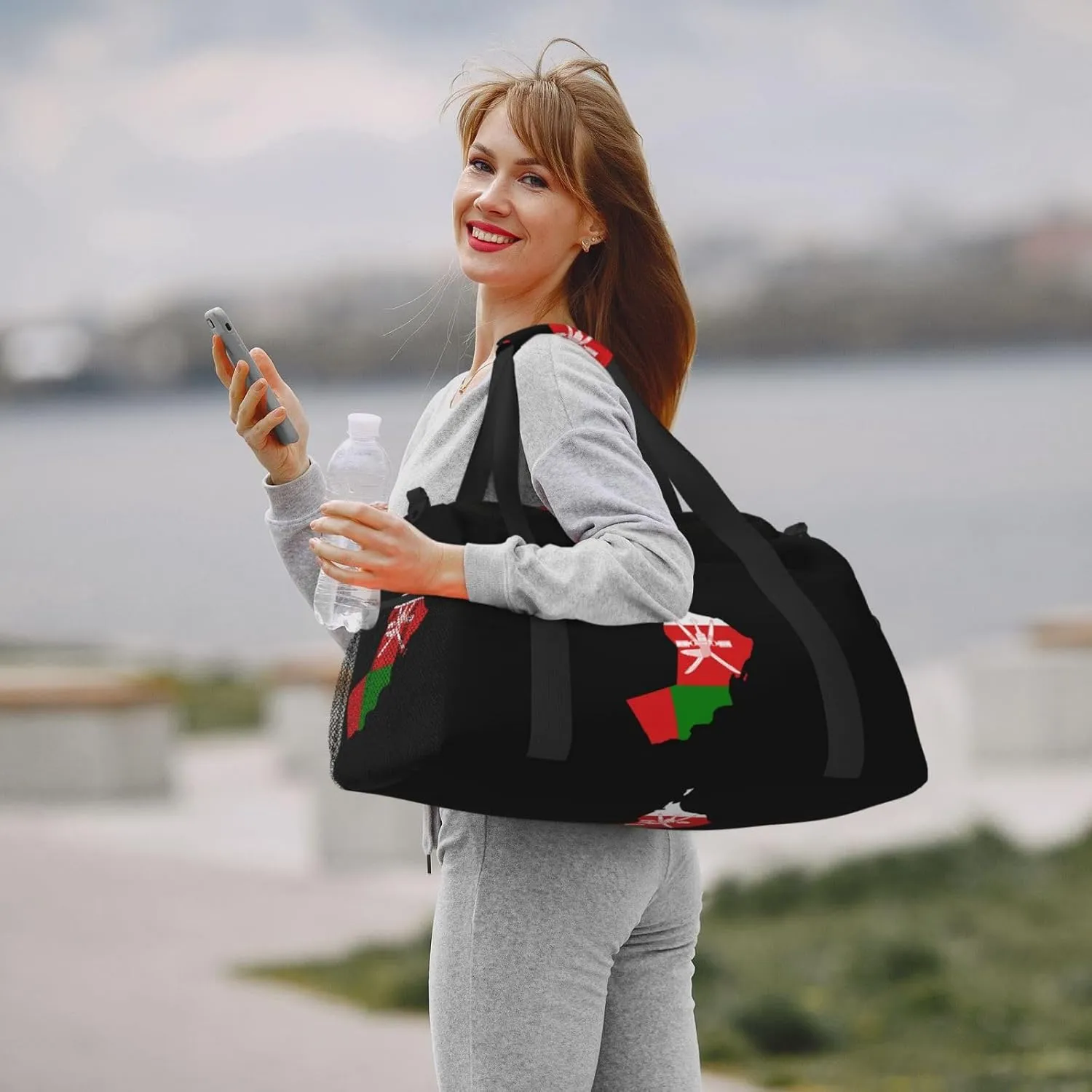 Flag Map Of Oman Travel Duffel Bag Large Foldable Waterproof Overnight Bag For Beach Swim Bags Pool Sports Gym